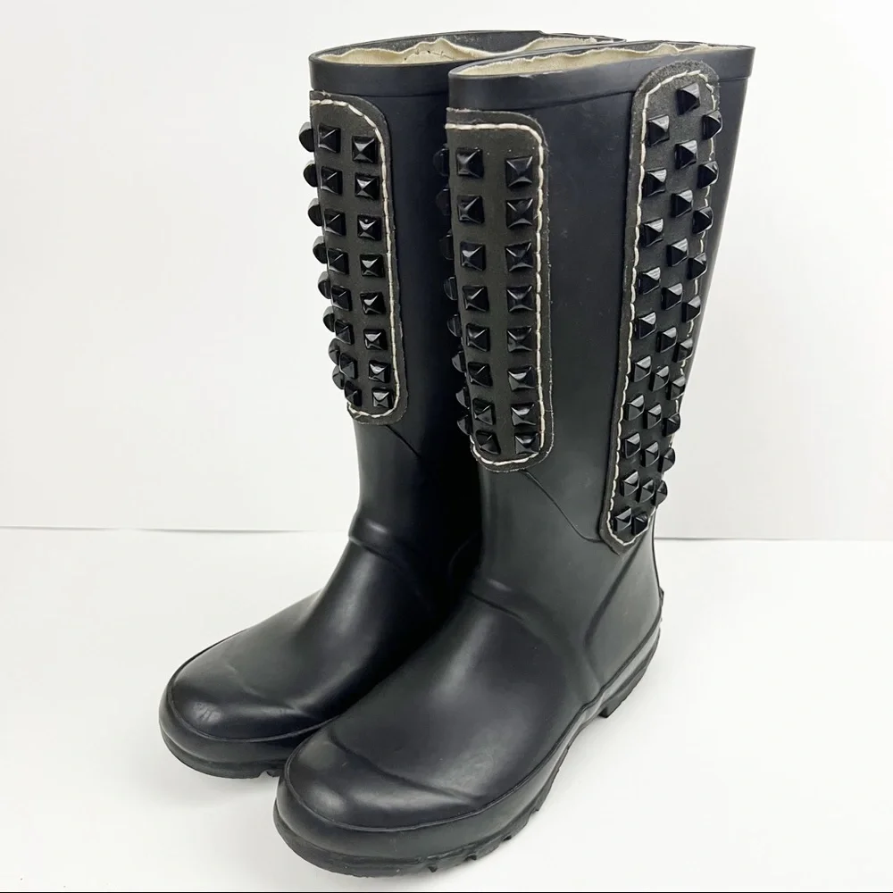 BcbgMaxazria Studded Black‎ Rain Boots Size 6